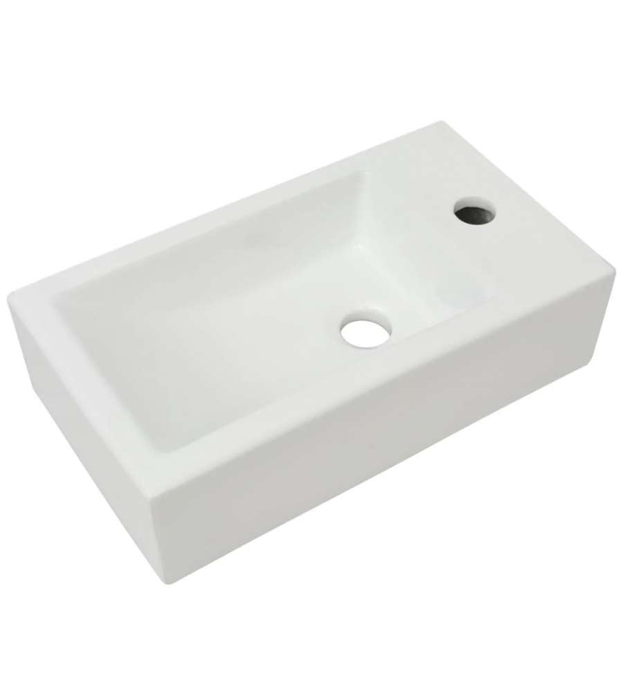 Lavandino con Foro Rubinetto Rettangolare Ceramica 46x25,5x12cm
