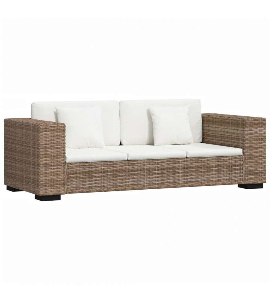 vidaXL Divano in Rattan - Marrone - 3 Posti