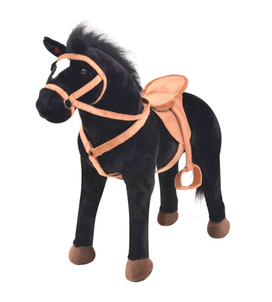 Cavallo in Peluche in Piedi Nero