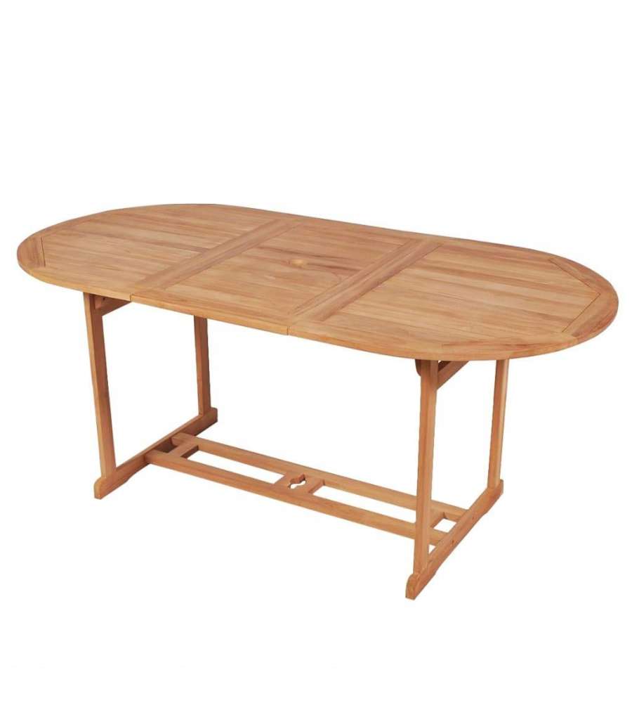 vidaXL Tavolo da Giardino in Teak - Marrone - 180x90x75 cm