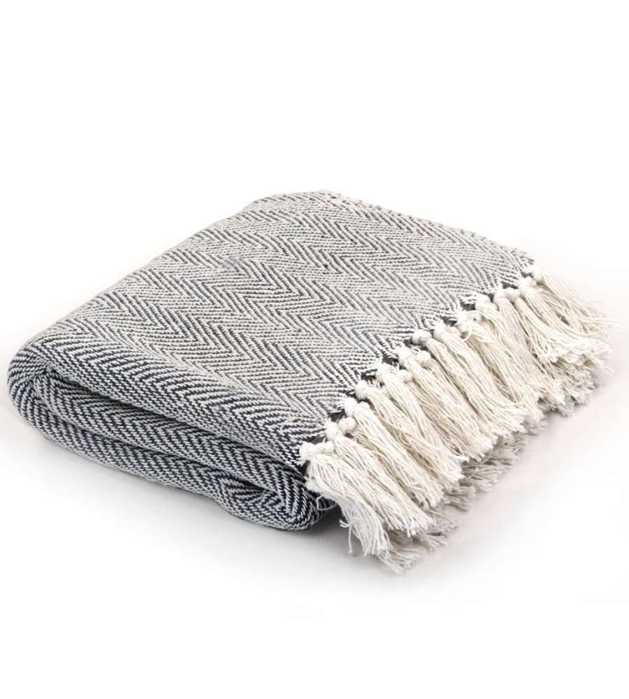 Copriletto in Cotone Trama Spina di Pesce 125x150 cm Blu Marino