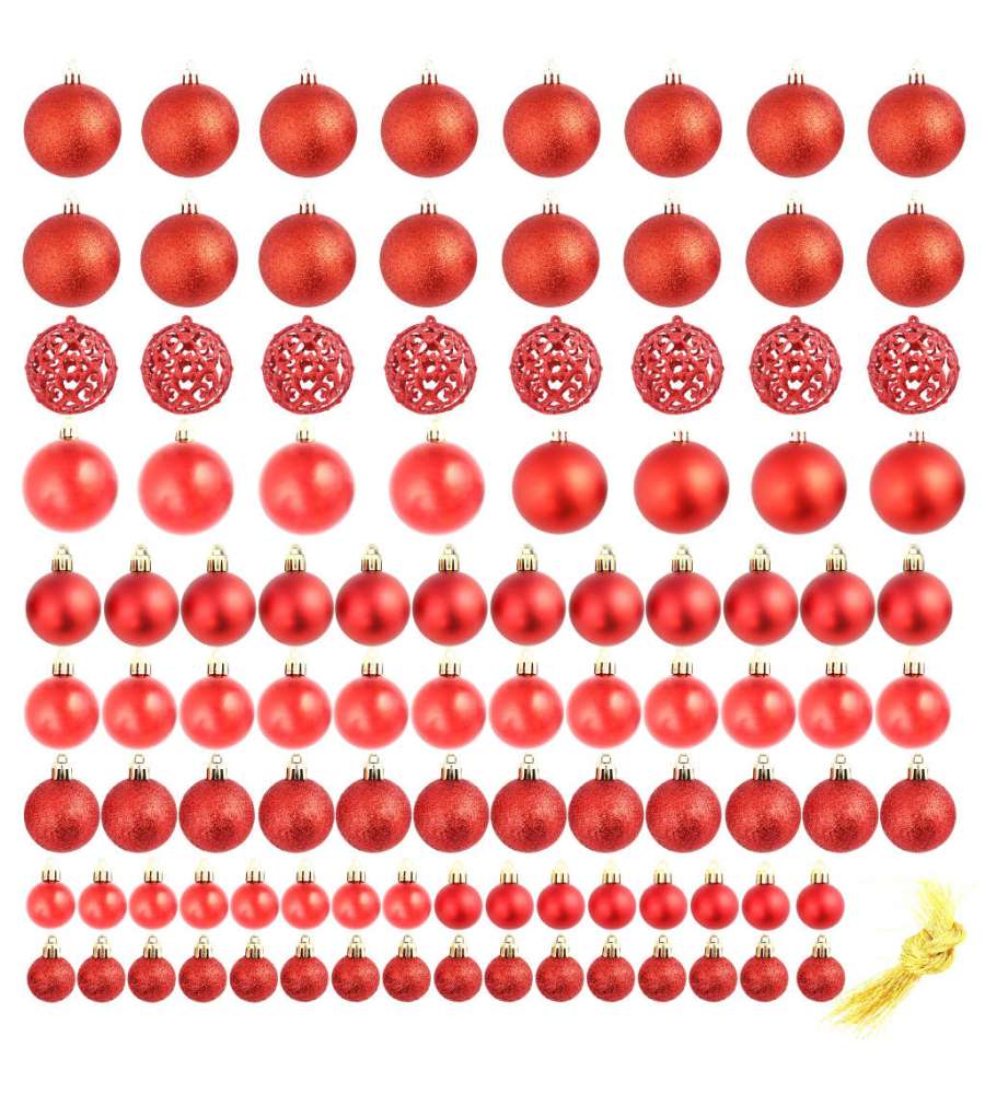 Set Palline di Natale 100 pz 3/4/6 cm Rosse