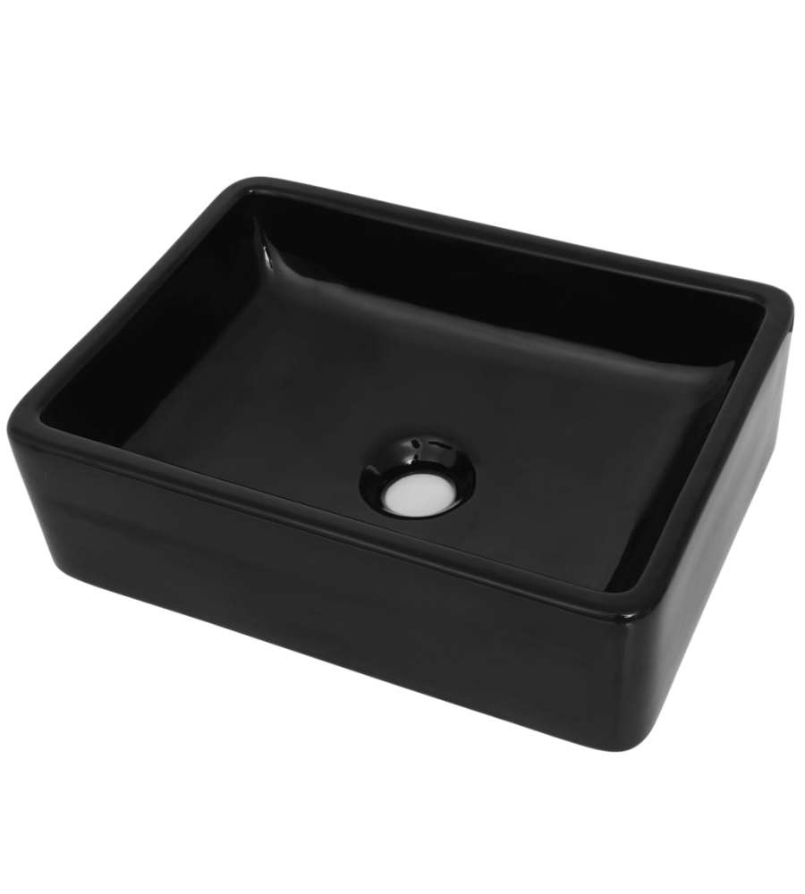 Lavandino Rettangolare in Ceramica Nero 41x30x12 cm