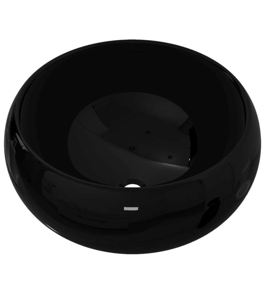Lavandino Tondo in Ceramica Nero 40x15 cm