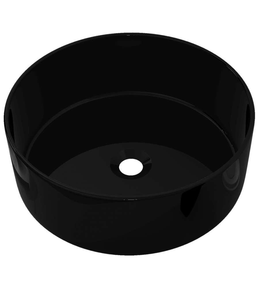 Lavandino Tondo in Ceramica Nero 40x15 cm