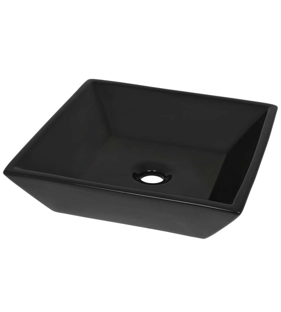 Lavandino Quadrato in Ceramica Nero 41,5x41,5x12 cm