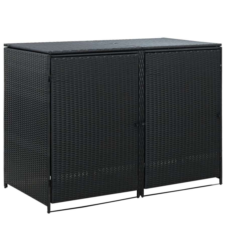 Copribidone Doppio per Spazzatura Polyrattan Nero 148x80x111 cm