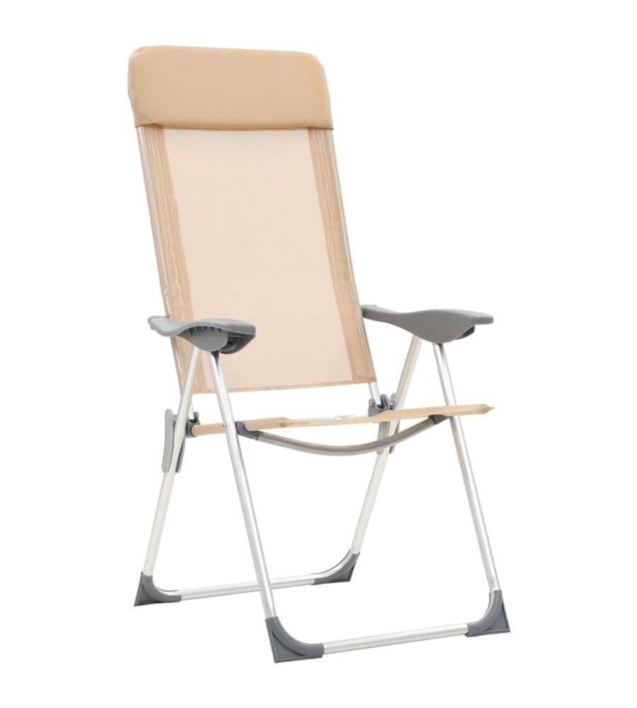 Sedie Pieghevoli da Campeggio 4 pz in Alluminio Crema