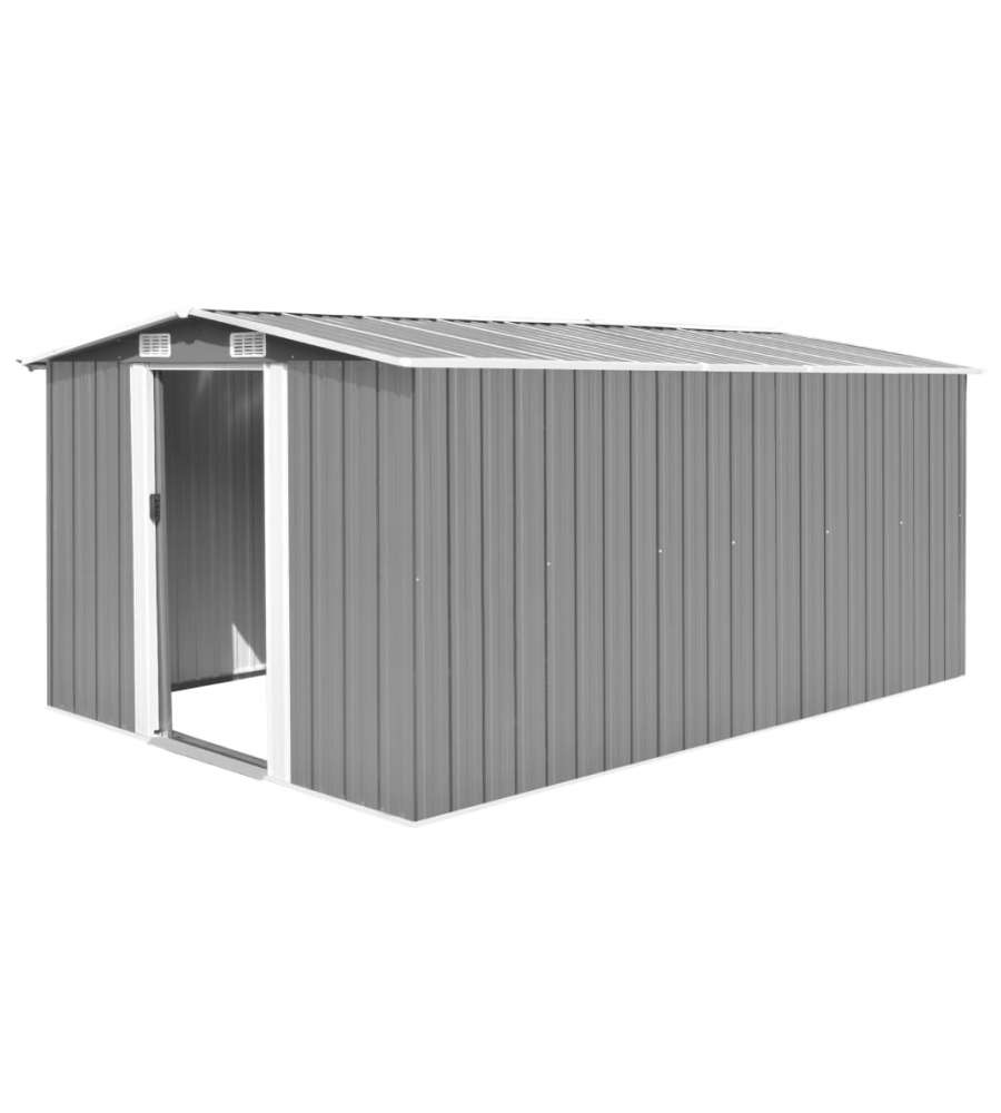 vidaXL Capanno da Giardino in Metallo - Grigio - 257x392x181 cm
