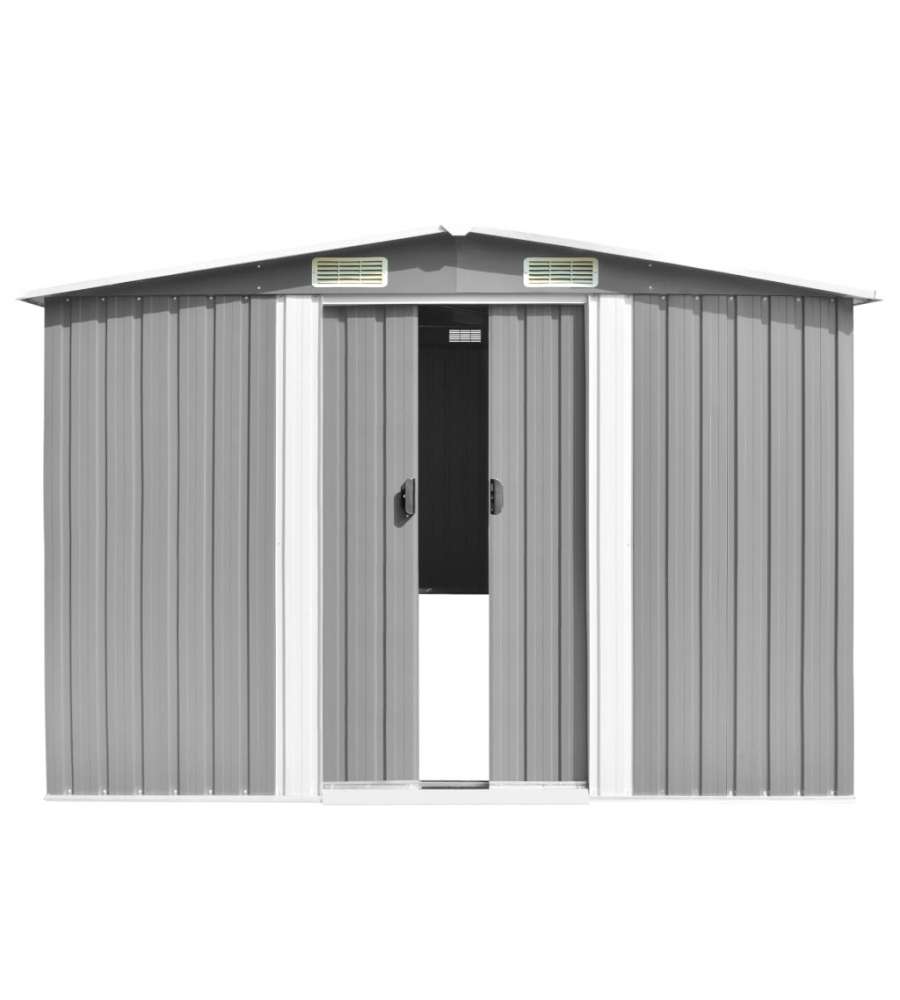 vidaXL Capanno da Giardino in Metallo - Grigio - 257x392x181 cm