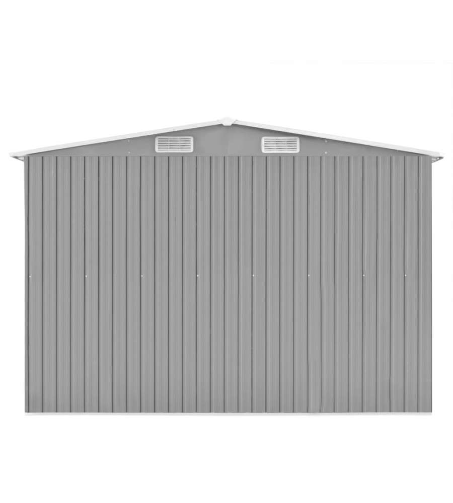 vidaXL Capanno da Giardino in Metallo - Grigio - 257x392x181 cm