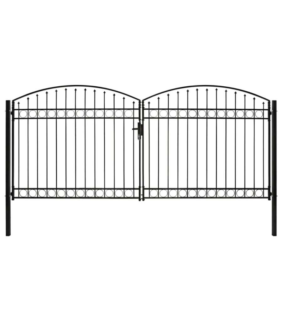 Cancello a Doppia Anta ad Arco in Acciaio 400x200cm Nero