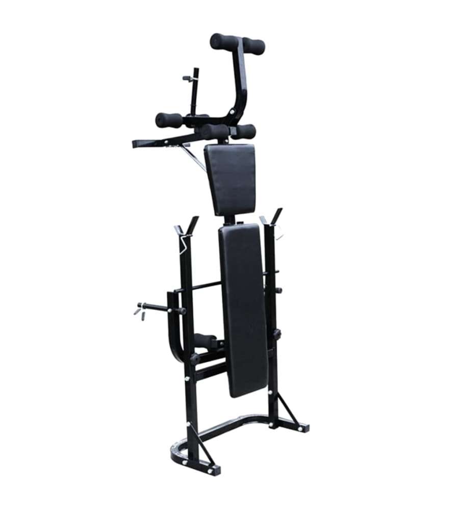 Panca Multifunzione con Bilanciere e Set di Manubri 60,5 kg