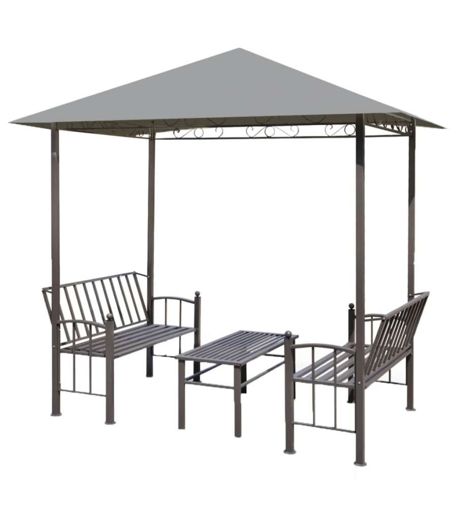 Padiglione Giardino con Tavolo e Panche 2,5x1,5x2,4m Antracite
