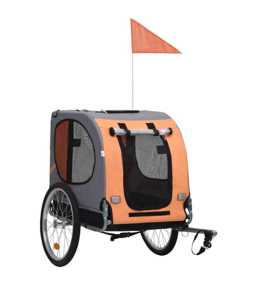 Rimorchio da Bici per Cani Arancione e Grigio 170492