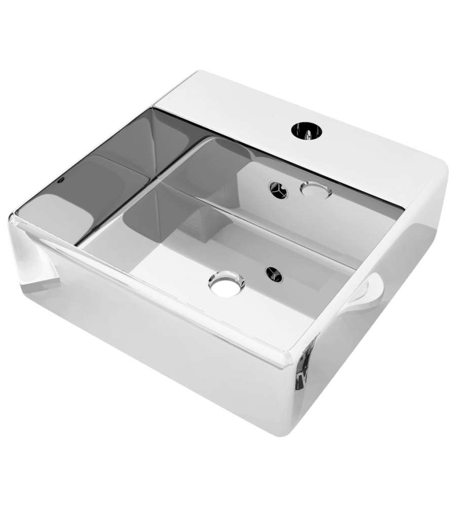 Lavandino con Troppopieno 41x41x15 cm in Ceramica Argento