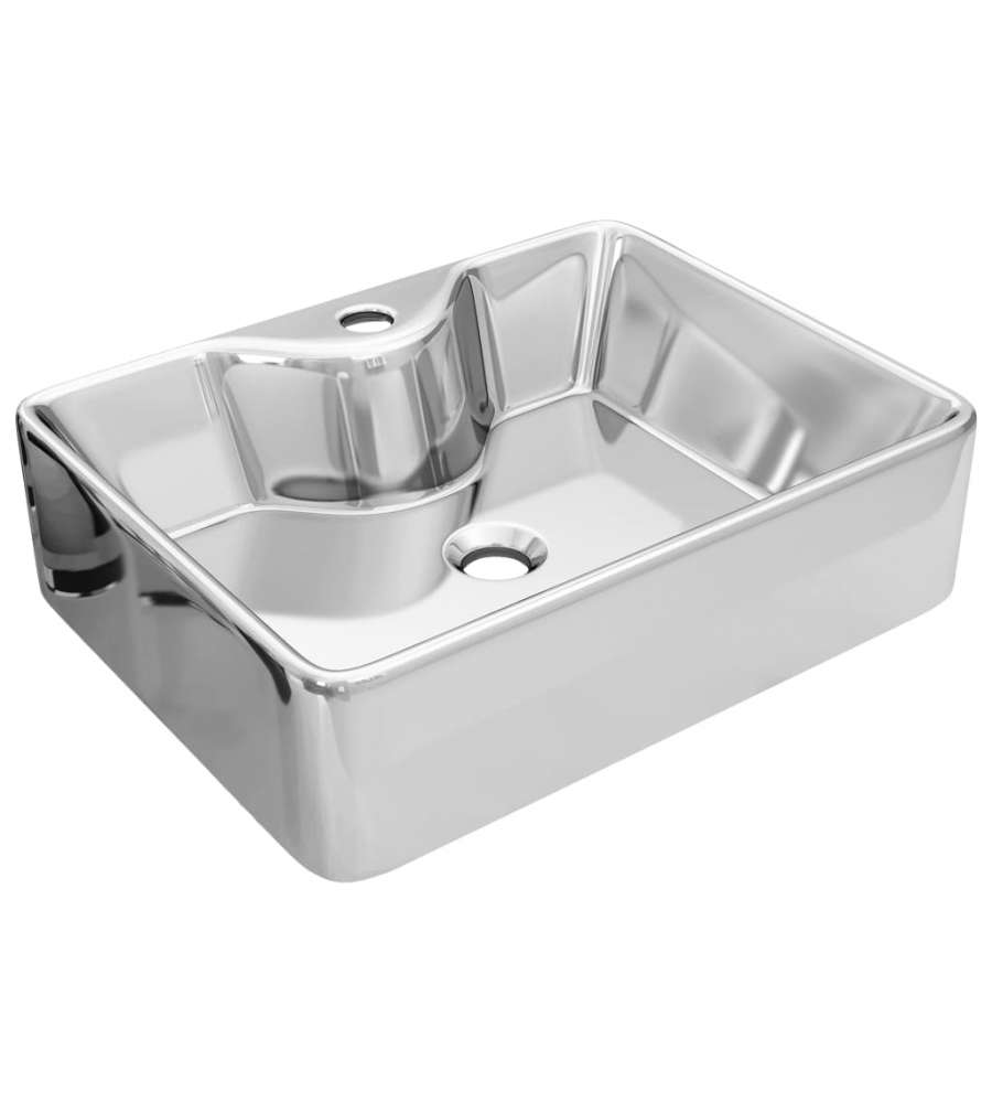 Lavandino con Foro per Rubinetto 48x37x13,5 cm Ceramica Argento
