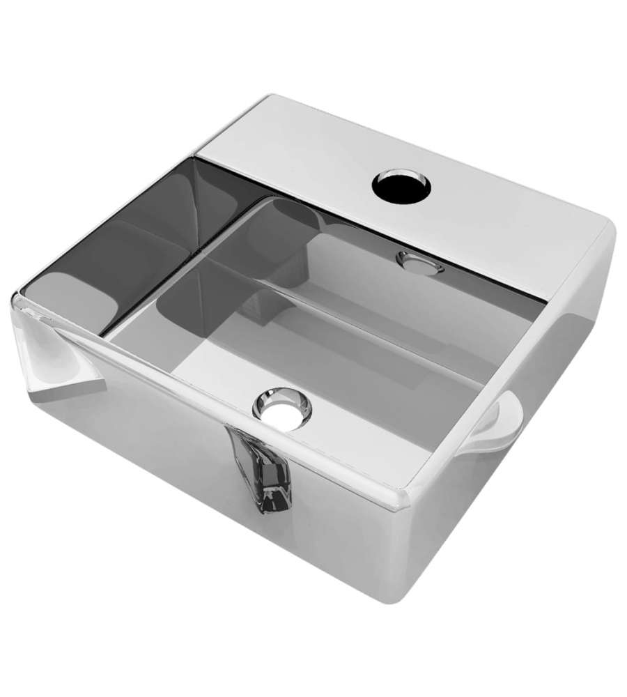 Lavandino con Foro per Rubinetto 38x30x11,5 cm Ceramica Argento