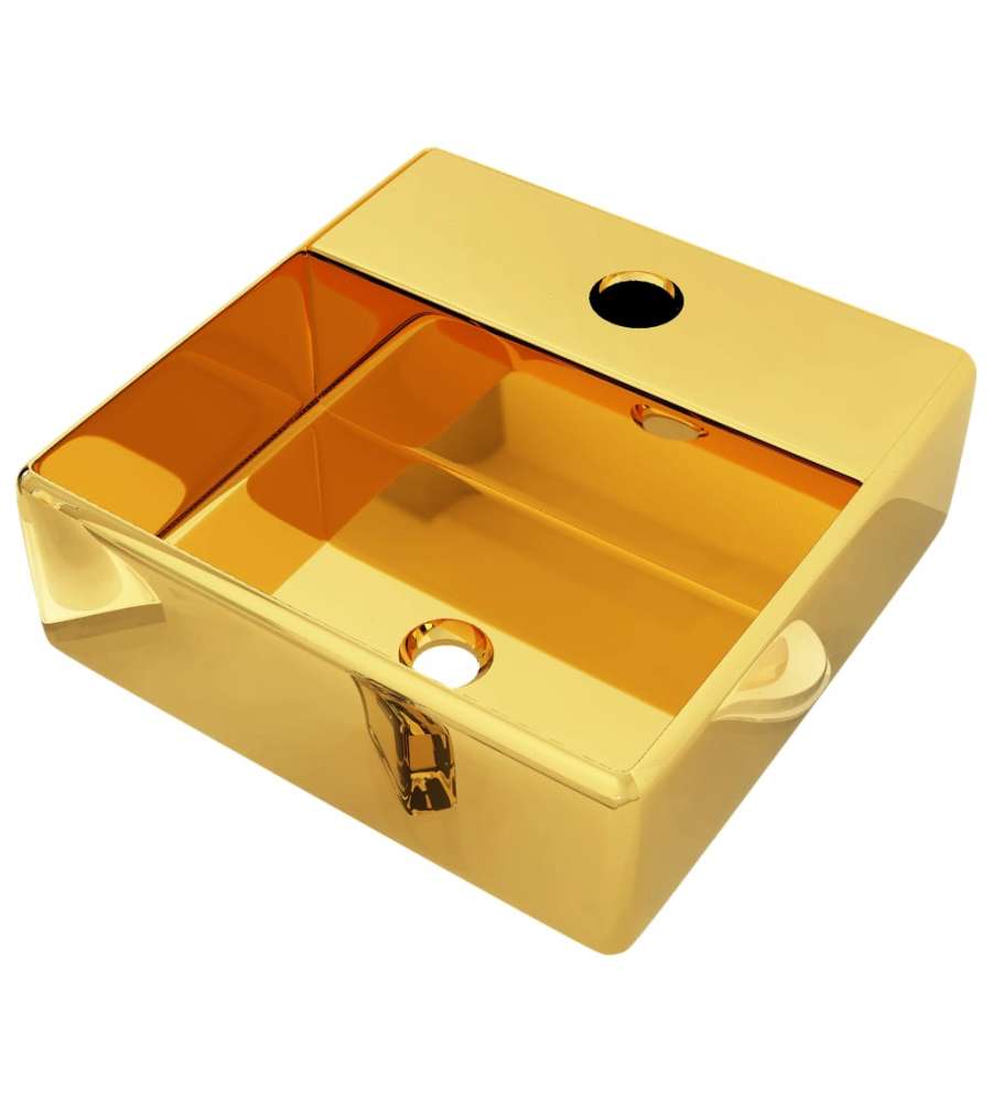 Lavandino con Foro per Rubinetto 38x30x11,5 cm in Ceramica Oro