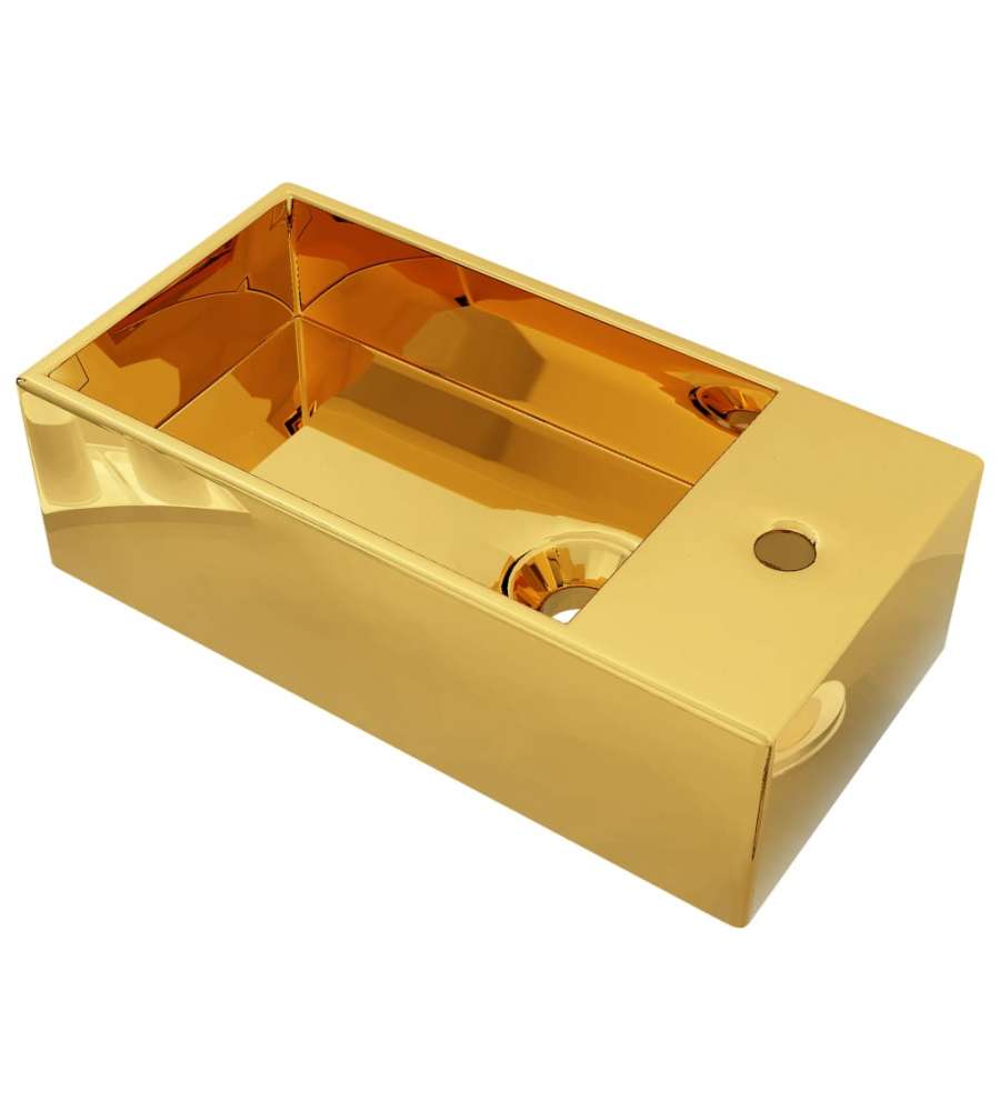 Lavandino con Troppopieno 49x25x15 cm in Ceramica Oro