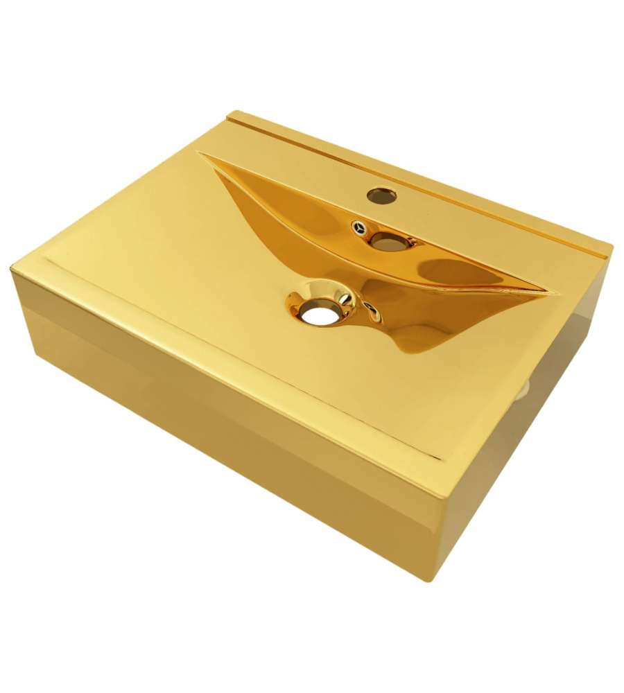 Lavandino con Troppopieno 60x46x16 cm in Ceramica Oro