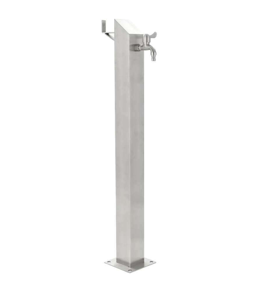 Fontanella a Colonna in Acciaio Inossidabile Quadrata 95 cm