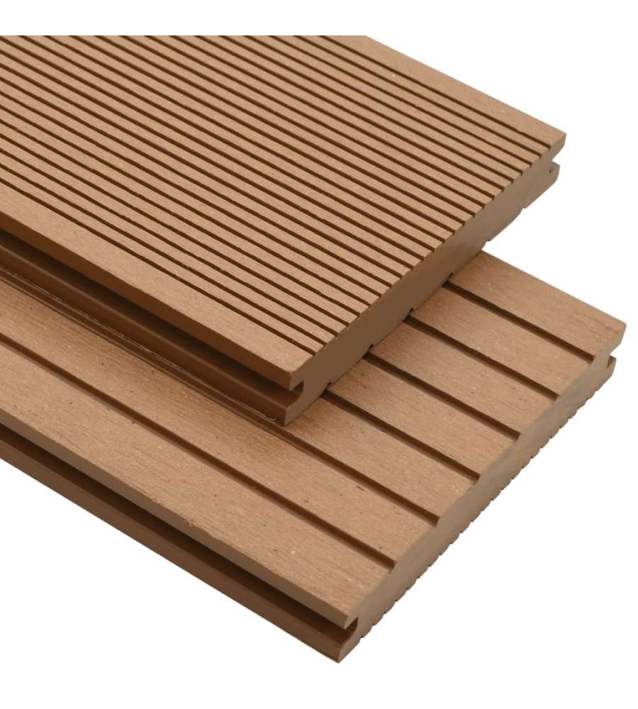 Pavimento per Esterni in WPC Pieno Accessori 10 mq 2,2 m Teak