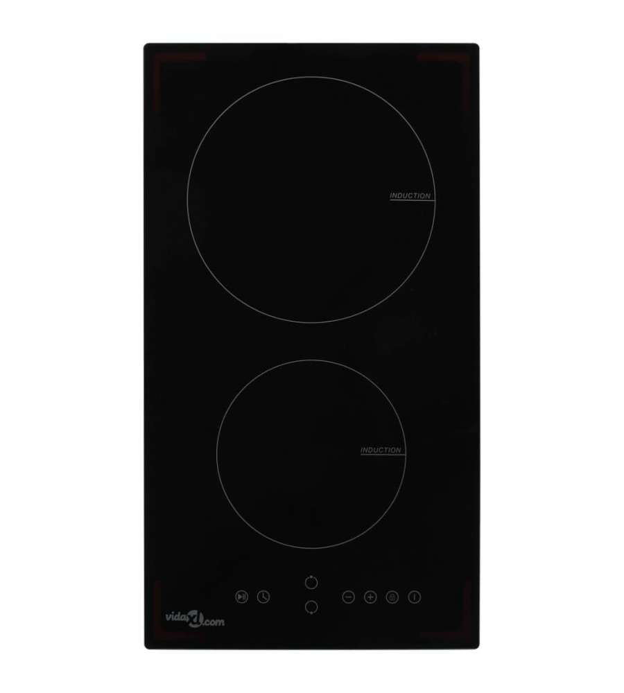 vidaXL Piano Cottura a Induzione Nero - Vetro Resistente 3500W