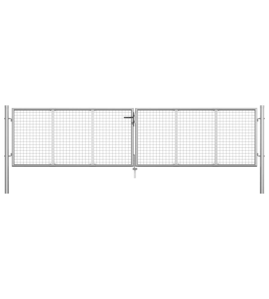 Cancello per Giardino in Acciaio Zincato 415x125 cm Argento