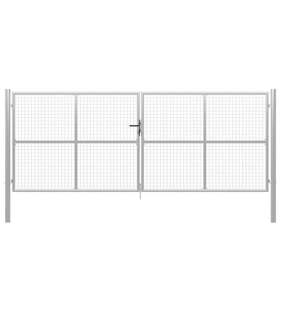 Cancello per Giardino in Acciaio Zincato 415x200cm Argento