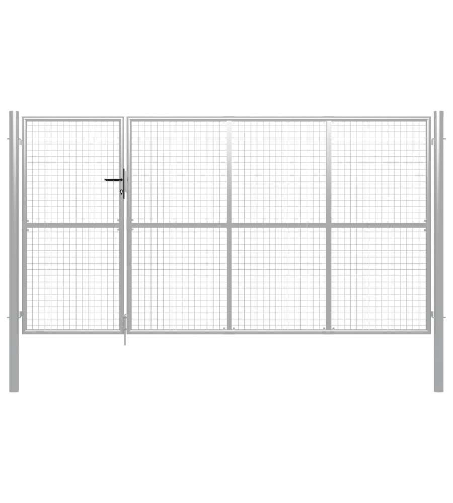 Cancello per Giardino in Acciaio 350x150 cm Argento