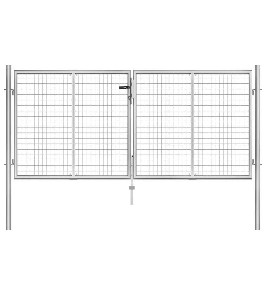 Cancello per Giardino in Acciaio Zincato 306x150 cm Argento
