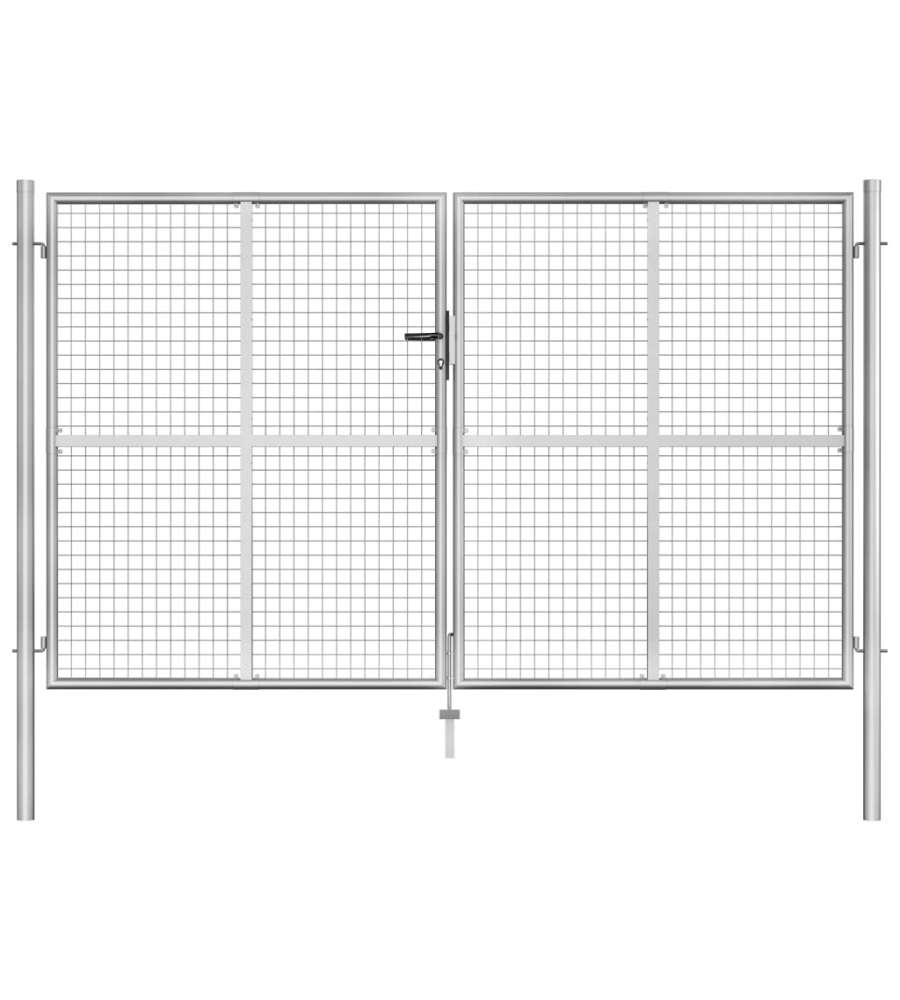 Cancello per Giardino in Acciaio Zincato 306x200 cm Argento