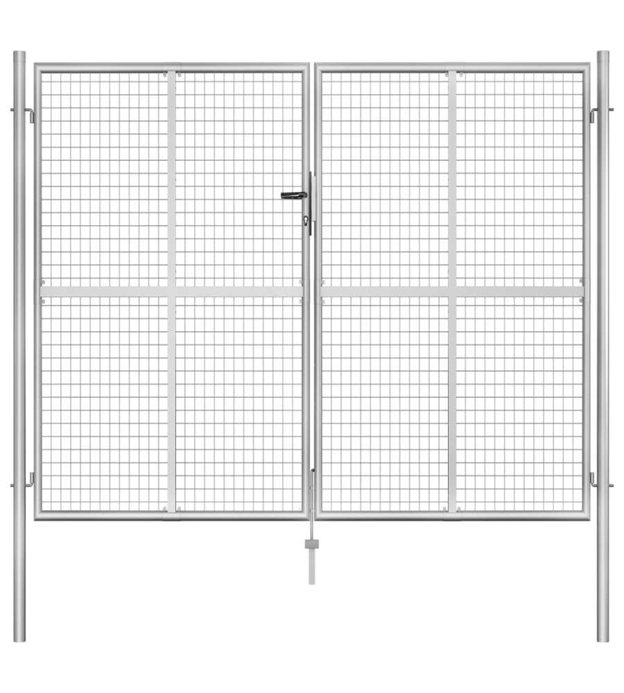 Cancello per Giardino in Acciaio Zincato 306x250 cm Argento