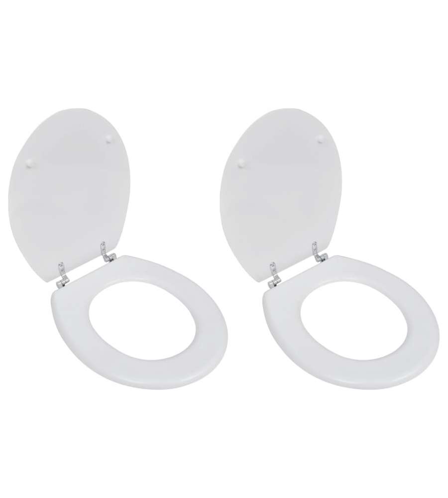 Tavolette WC con Coperchi 2 pz in MDF Bianche