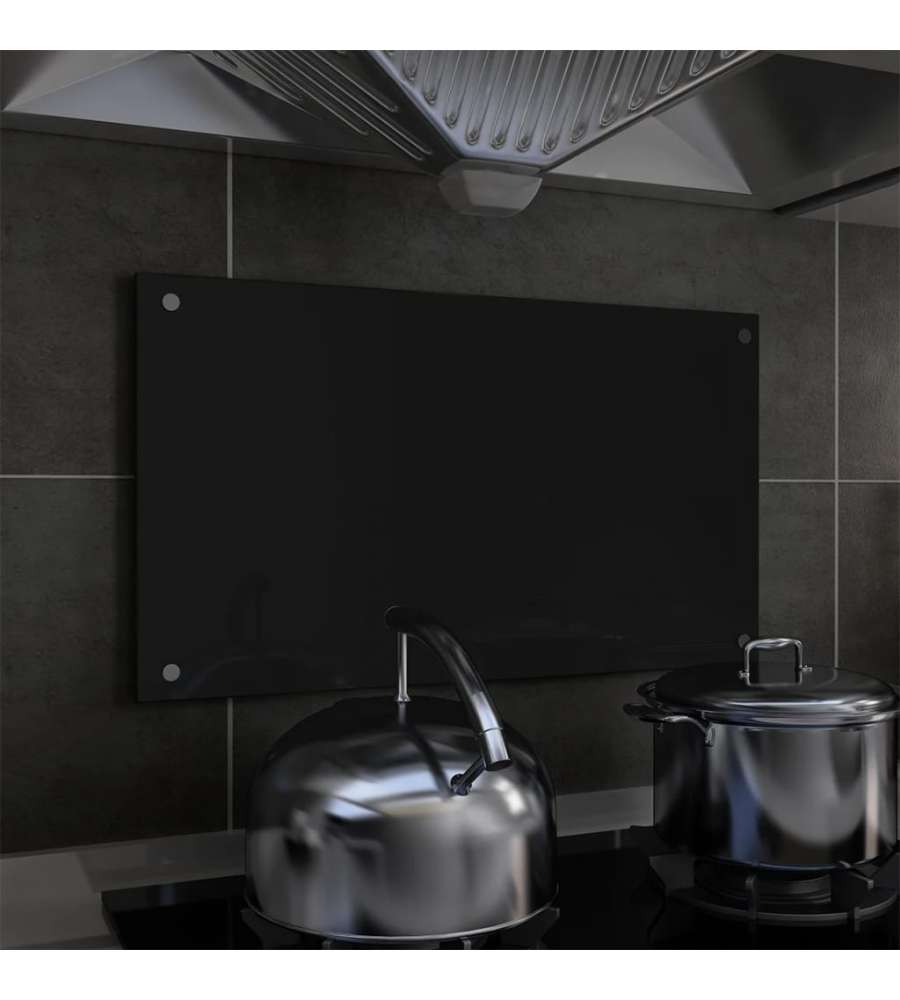 Paraschizzi per Cucina Nero 70x40 cm in Vetro Temperato