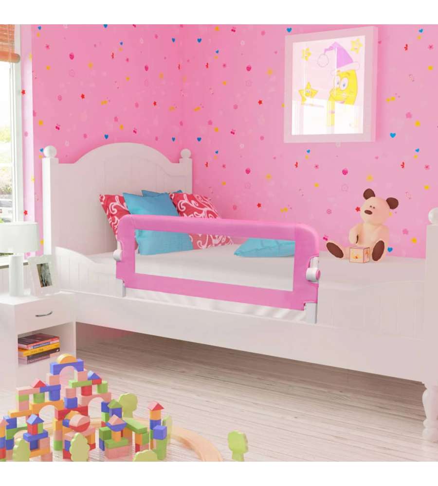 Sponde Letto di Sicurezza Bambini Rosa 120x42cm in Poliestere