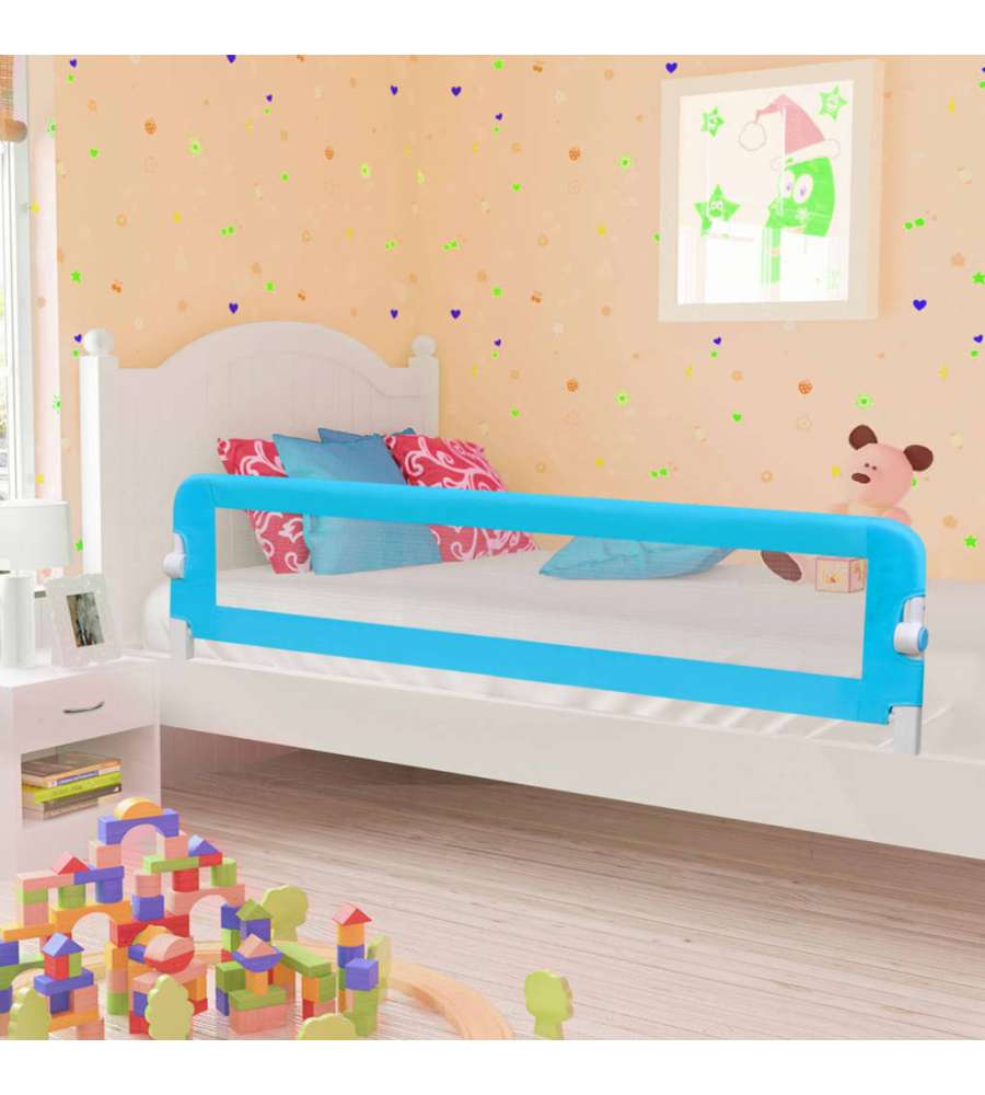 Sponde Letto di Sicurezza per Bambini Blu 180x42cm Poliestere