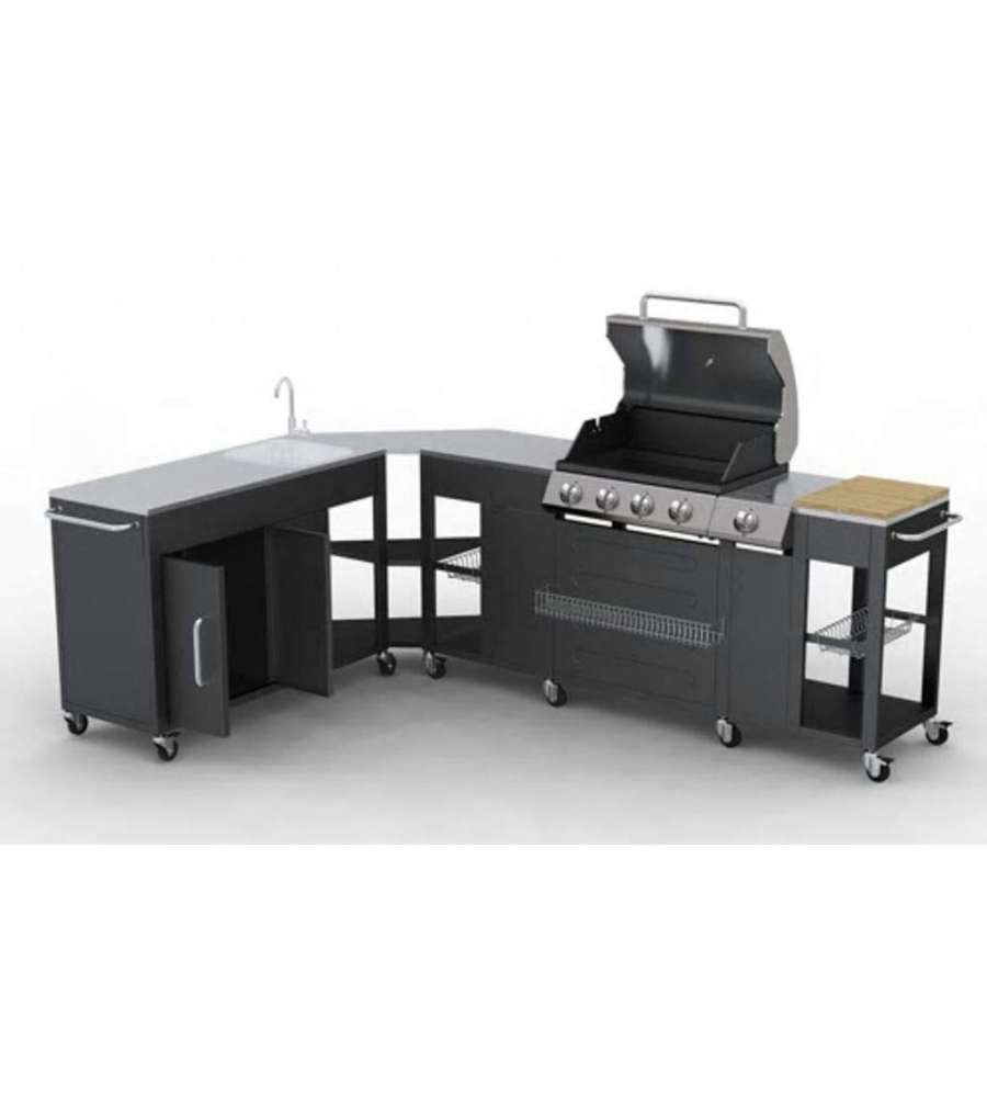 vidaXL - Barbecue a gas portatile nero 4+1 bruciatori