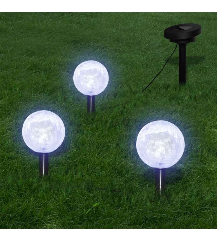 Lampioncini Solari a LED 3 pz con Picchetti e Pannelli Solari