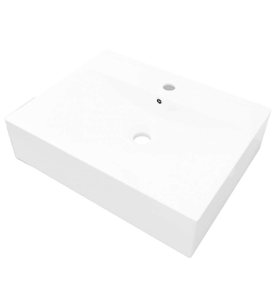 Lavello Bianco in Ceramica di Lusso con Foro Rubinetto 60x46 cm