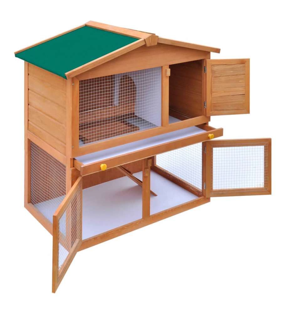 Conigliera all'Aperto Gabbia Piccoli Animali 3 Porte Legno