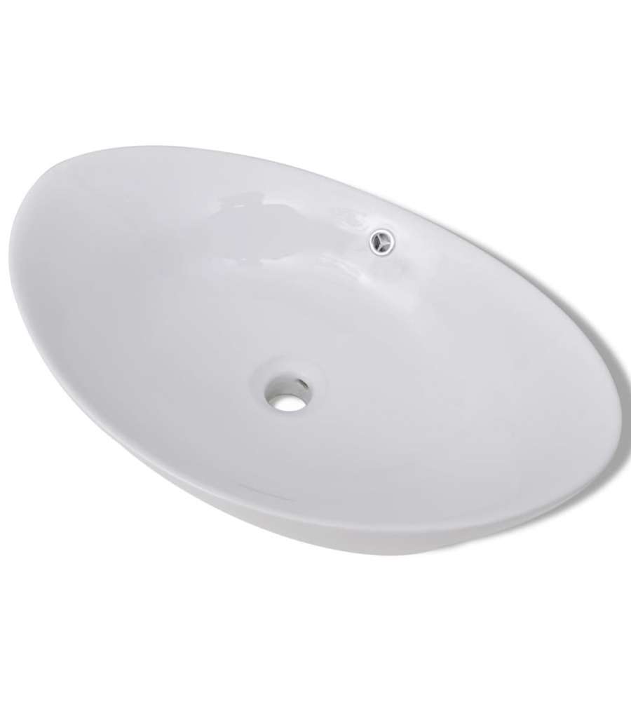 Lavello Ovale in Ceramica di Lusso con Troppopieno 59x38,5 cm