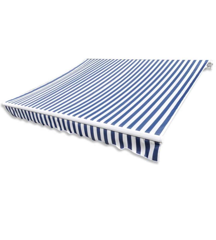 Tenda Parasole in Tela Blu e Bianco 3x2,5m (Telaio non Incluso)
