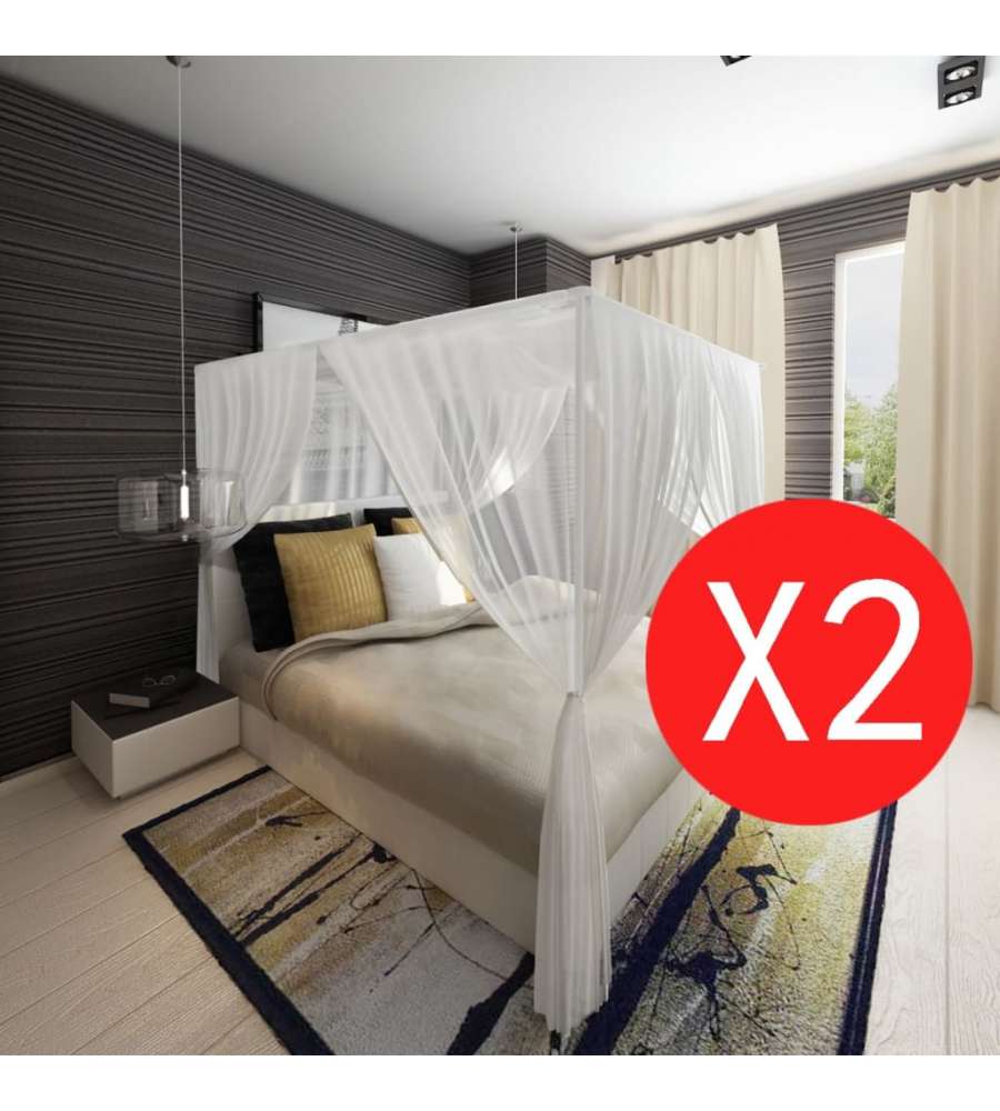 Set zanzariere quadrate per letto con aperture 2 pezzi