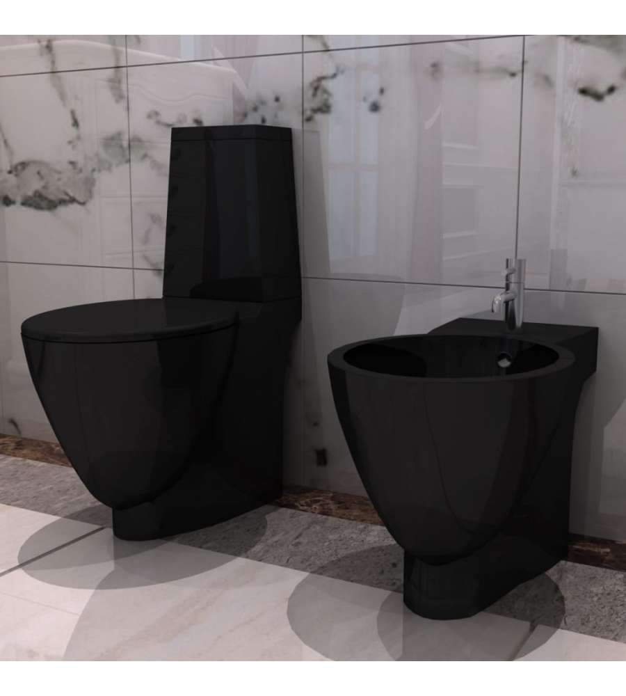 Set Toilette e Bid in Ceramica Nero