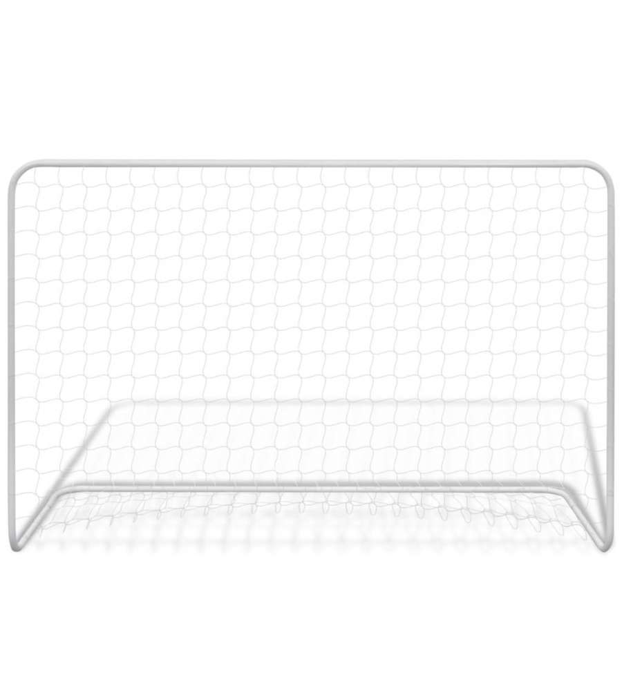 Porta da Calcio con Rete 182x61x122 cm in Acciaio Bianca