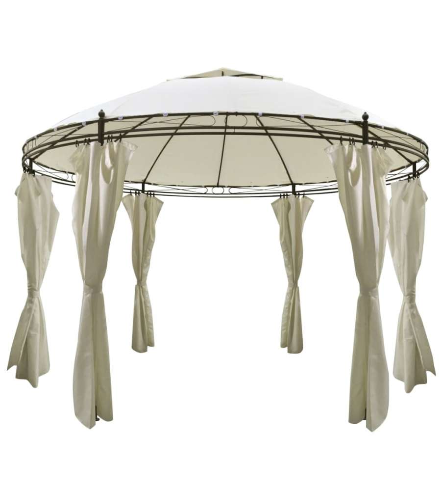 Gazebo Rotondo con Tende 3,5x2,7 m