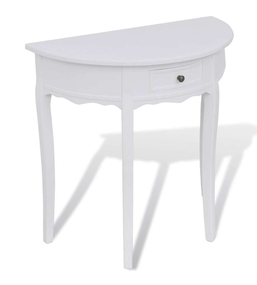 Tavolo Consolle con Cassetto Semicircolare Bianco