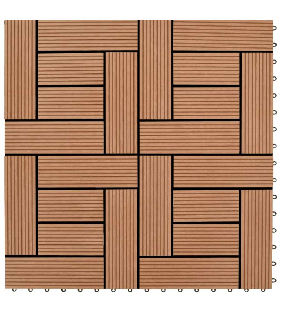 Set 11 Piastrelle in WPC 30 x 30 cm 1 mq marrone